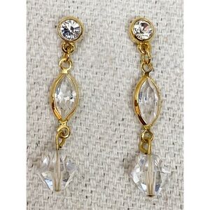Swarovski Crystal Gold Tone Clear Crystal drop dangle earrings